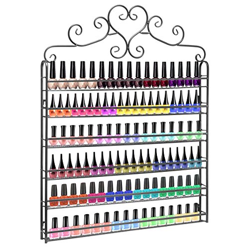 FullBerg 6-tier Metall Nagellackständer Wandregal Rund, Nagellack Regal Aufbewahrung Display schminktisch organizer Lippenstiftständer Regal Damen makeup organizers, Ablagen für Nagellack (Schwarz) Cover