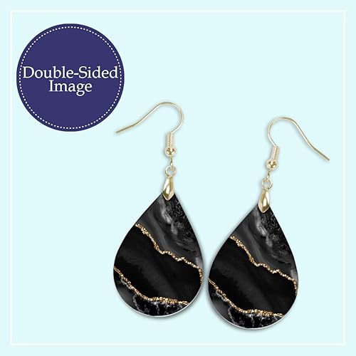 Miniatura 7 de Black and Gold Dangle Earrings for Women Handmade from The Painted Pug (Black Large Single Pair)