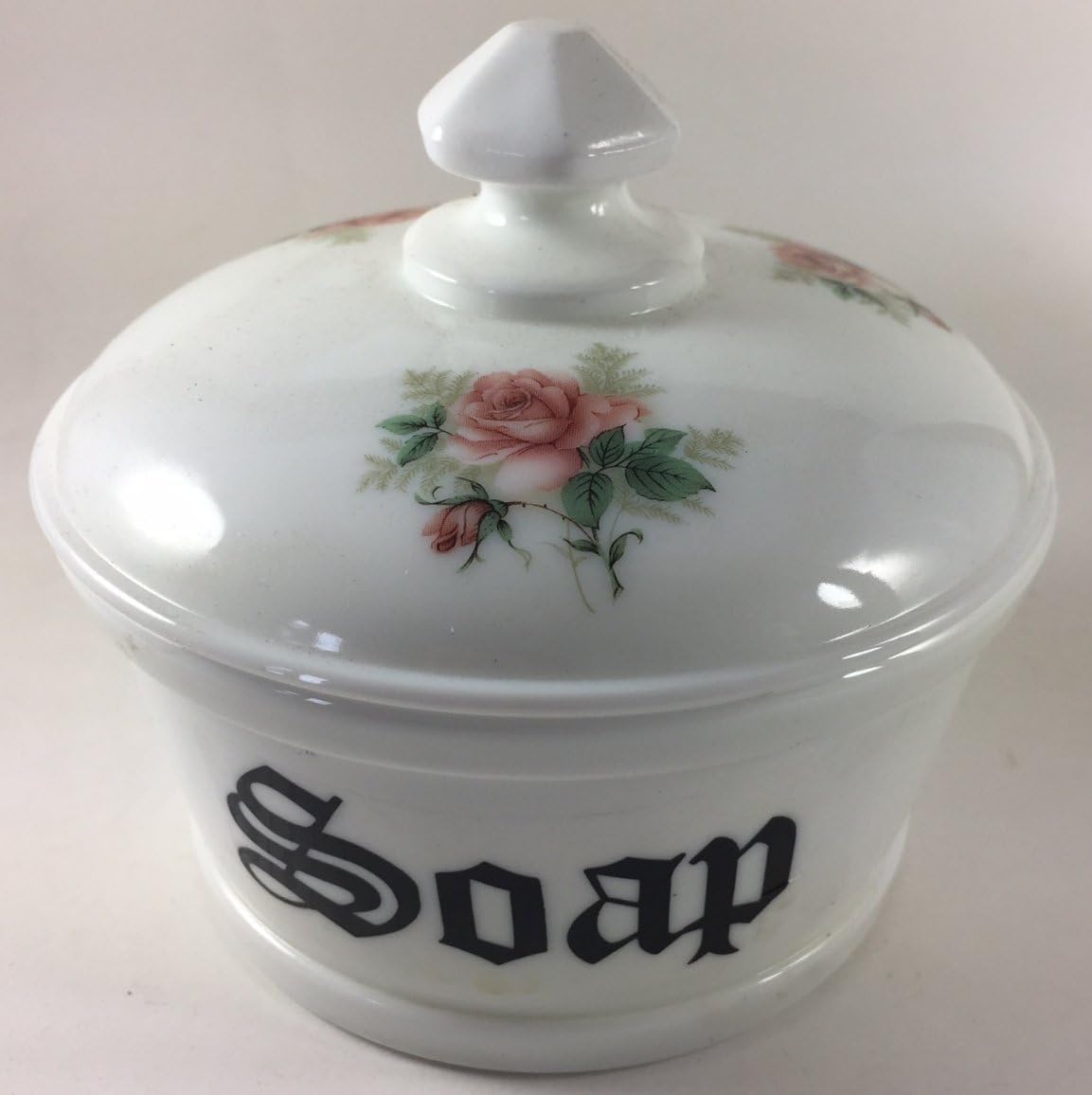 Covered Soap Dish w/"Soap" - Rosso Exclusives - American Made - Mosser Glass USA (Marble w/Scottie Dog, Medium)