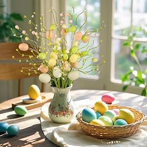 DR.DUDU Easter Decorations for Home, 5 Pcs Easter Picks Decor, 22 Inch Pastel Eggs Branches Stems Spring Decor, Artificial Speckled Egg Floral Picks for Table Centerpiece DIY Vase Filler DRDUDU Easter Decorations for Home 5 Pcs Easter Picks Decor 22 Inch Pastel Eggs Branches Stems Spring Decor Artificial Speckled Egg Floral Picks for Table Centerpiece DIY Vase Filler