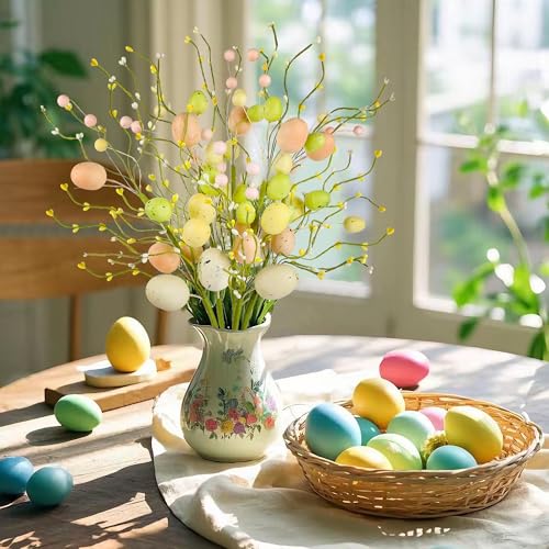 DRDUDU-Easter-Decorations-for-Home-5-Pcs-Easter-Picks-Decor-22-Inch-Pastel-Eggs-Branches-Stems-Spring-Decor-Artificial-Speckled-Egg-Floral-Picks-for-Table-Centerpiece-DIY-Vase-Filler DRDUDU Easter Decorations for Home 5 Pcs Easter Picks Decor 22 Inch Pastel Eggs Branches Stems Spring Decor Artificial Speckled Egg Floral Picks for Table Centerpiece DIY Vase Filler