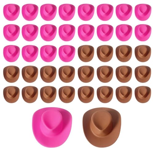 YSJCHEBS 40 Sombreros De Decoración De Muñecas, Mini Sombreros De Vaquero De Juguete, Sombreros De Vaquero De Plástico En Miniatura, Decoraciones De Pasteles, Decoraciones De Bricolaje
