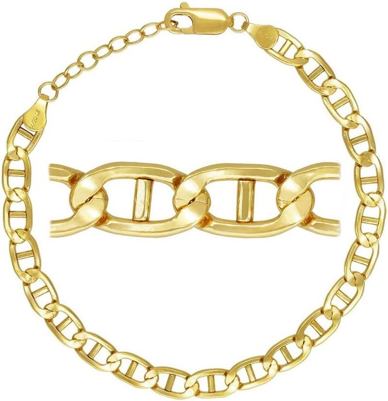 Adabele 1pc Real 1/20 14K Gold Filled 5mm Mariner Chain Bracelet 6.5 Inch w/ 1 inch Extender Non Tarnish Fine Women Jewelry Birthday Gift JB-30