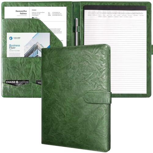 Image of Mymazn Padfolio, Portfolio Folder, Legal Pad Holder, Resume Folder | Faux Leather Binder with Document Organizer, Business Card Holder, Letter-Size Notepad for Interview, Men & Women