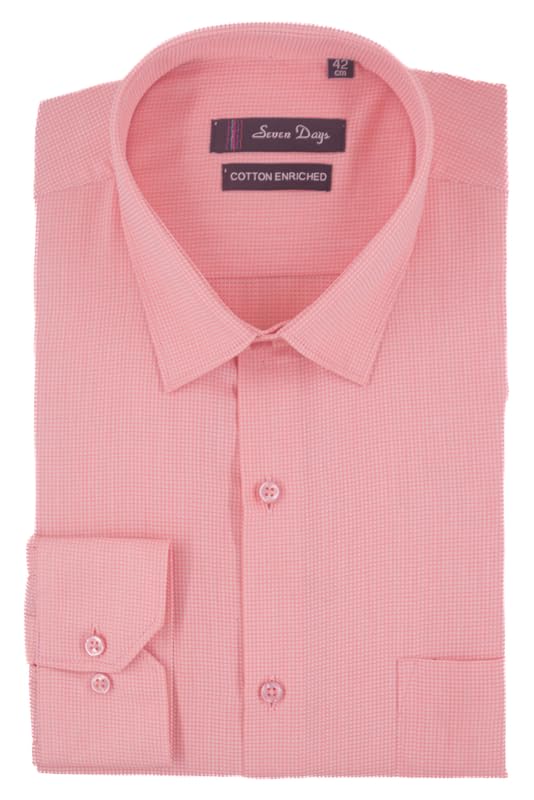 Image of 7-DAYS Premium Men's Formal Shirts - Cotton Rich, Textured Self-Design, Full Sleeve, Regular Fit, Wrinkle Resistant, with Pocket - Perfect for Office