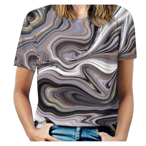 T-shirt imprimé marbre de plage aux reflets dorés lumineux pour l'été