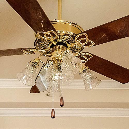 Image of Ceiling Fan Chain Pulls Decorative Extension 12 Inches Walnut Color Wooden Pull Chain Fan Pulls Set Ornaments For Ceiling Light Lamp Fan Chain (Bronze) 4 Pcs
