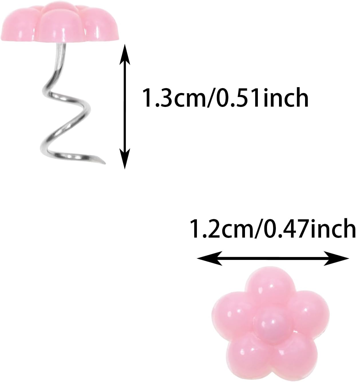 Mini Skater Pink Flower Head Bed Skirt Pins Upholstery Tacks Decorative Sheet Skirt Tacks Upholstery Twist Pins for Bedskirt, Slipcovers, Headliner, Bedding, Home Decor, and Furniture (Set of 50)