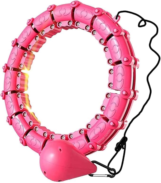 360 Degree Sports Adjustable 24 Detachable Knots Massage Yoga FitnessHula Hoop with Adjustable Weights, Auto-Spinning Ball, Fitness Exercise Hoop for Adults and Kids (Pink)-image-19
