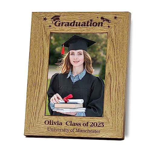 Photo Frame Personalised Graduation Gifts for Her Him Friend Picture Frames Wooden Picture Frames Personalised Gifts for Women Man Him 7"x 5" Engraved Wooden Picture Frame (Portrait Design 1)