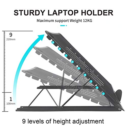 Laptop Computer Tablet Computer Stand, Foldable Portable Universal Light Gear Adjustable Computer Stand（Black） - Thumbnail 4
