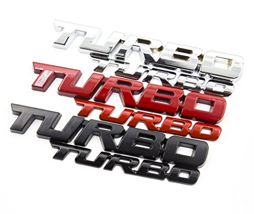 Lightkorea 2Pcs Small And Big Metal Turbo Emblem Side Fender Trunk Emblem Vehicle Car Motorcycle Badge Decals (Matte Black(Big) & Glossy Black(Small)) #TOP6