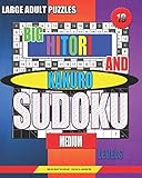 Large adult puzzles. Big Hitori and Kakuro sudoku. Medium levels.: Sudoku for home and tourism. (Sudoku and large size puzzles)