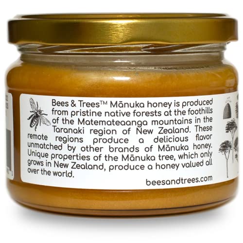 Bees & Trees 830+Mgo 100% Raw New Zealand Manuka Honey, 300G/10.6Oz Glass Jar #TOP5