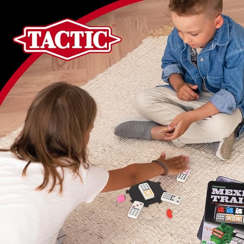 Tactic Mexican Train Domino Spiel - 2–8 Spieler - Kinder und Erwachsene - perfekt für Spieleabende und die Gemeinschaft - Dominosteine ​​und lustige Eisenbahnfiguren