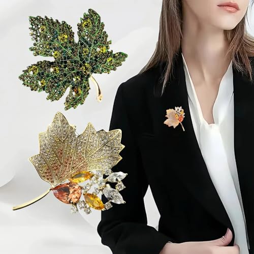Image of Elegant Leaf-shaped Crystal Brooch, Perfect for Any Occasion,Rose Gold /Silver
