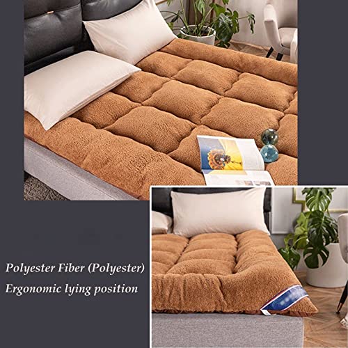 Futonmatras Japanse Vloer Tatami Mat Dikker Opvouwbaar Oprolbaar Slaapkussen Slaapzaal Bed Kussen Ligstoel Kussen Bed Voor Gastenbank (Kleur : Brown, Grootte : 180x220cm) - Afbeelding 4