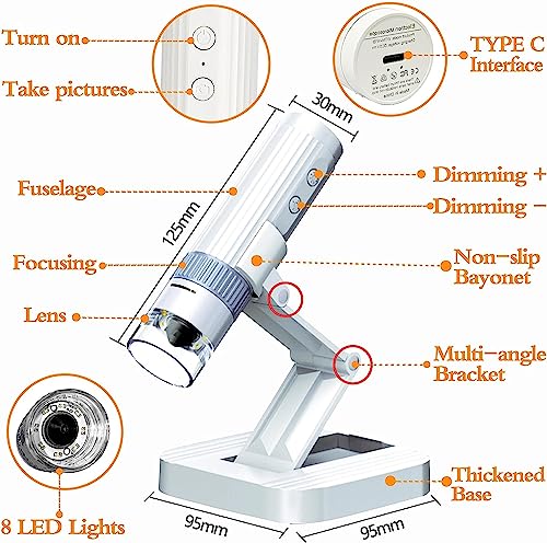 Image of Etzin USB Digital Microscope, 50X-1000X Magnifying Coin Micro-Scope,KMDES Portable Handheld Pocket Micros-cope,8 LED Lights Adjustable, HD Micro-Scope PC View, Microscope for Adult & Kids -EPL-991IM.