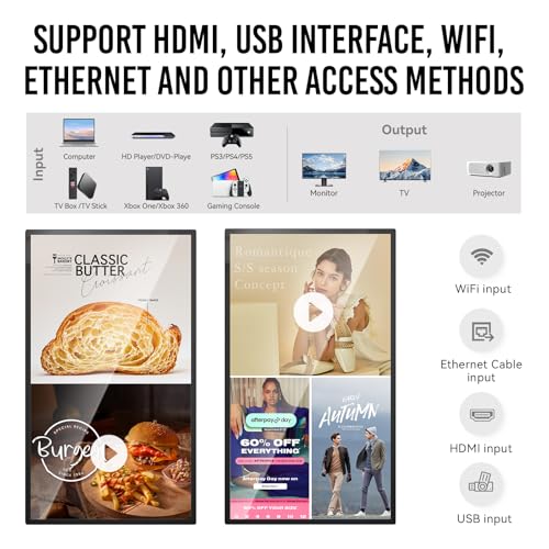 Image of 32-inch Touch Screen Monitor Wall Mount, 2K Smart Industrial Digital Signage Display, Automatic Playback, Intelligent Split Screen, Timer Switch, CMS Remote Publishing, USB /WiFi /Port Player