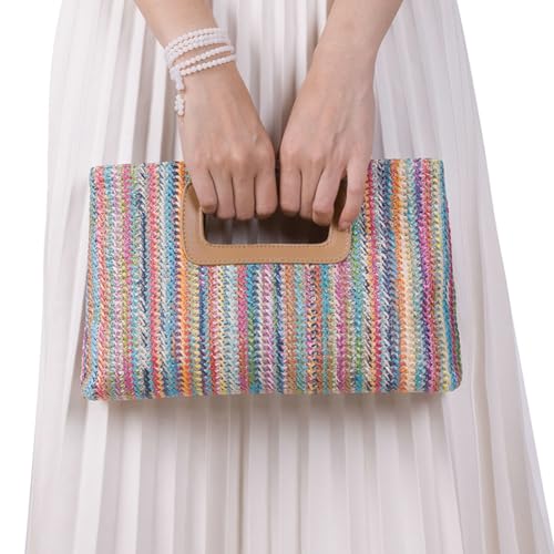 Straw Clutch Purse for Women Travel Straw Beach Tote Bag Woven Rattan Envelope Bag Top Handle Crossbody Handbag for Summer3