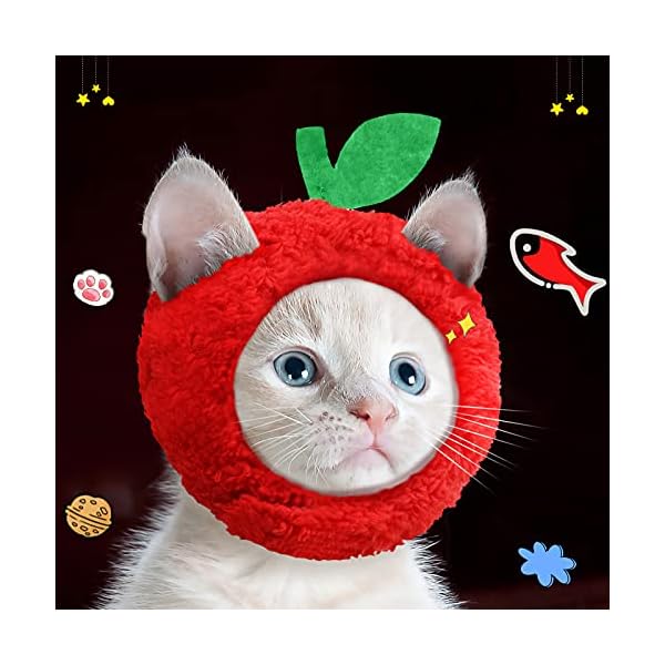 3 pieces cat hats cat halloween costume banana pineapple red fruit shaped hat soft cap adjustable accessories breathable headwear for cat kitten puppy pet festival birthday theme party photo prop - image 5
