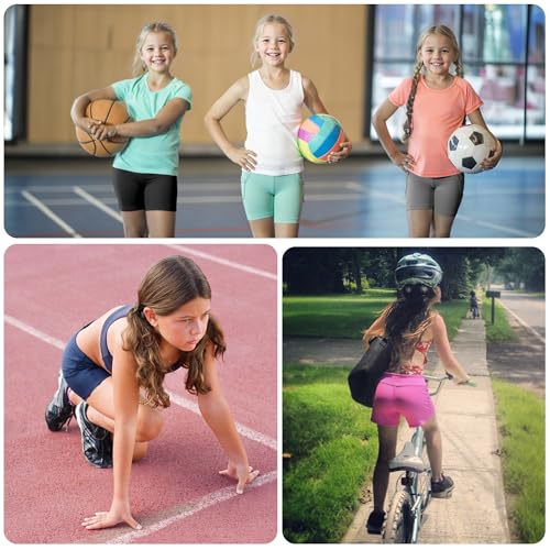 DIPUG Pacote com 3 shorts de vôlei para meninas, com bolsos, cintura alta, para dança, ioga, torcida