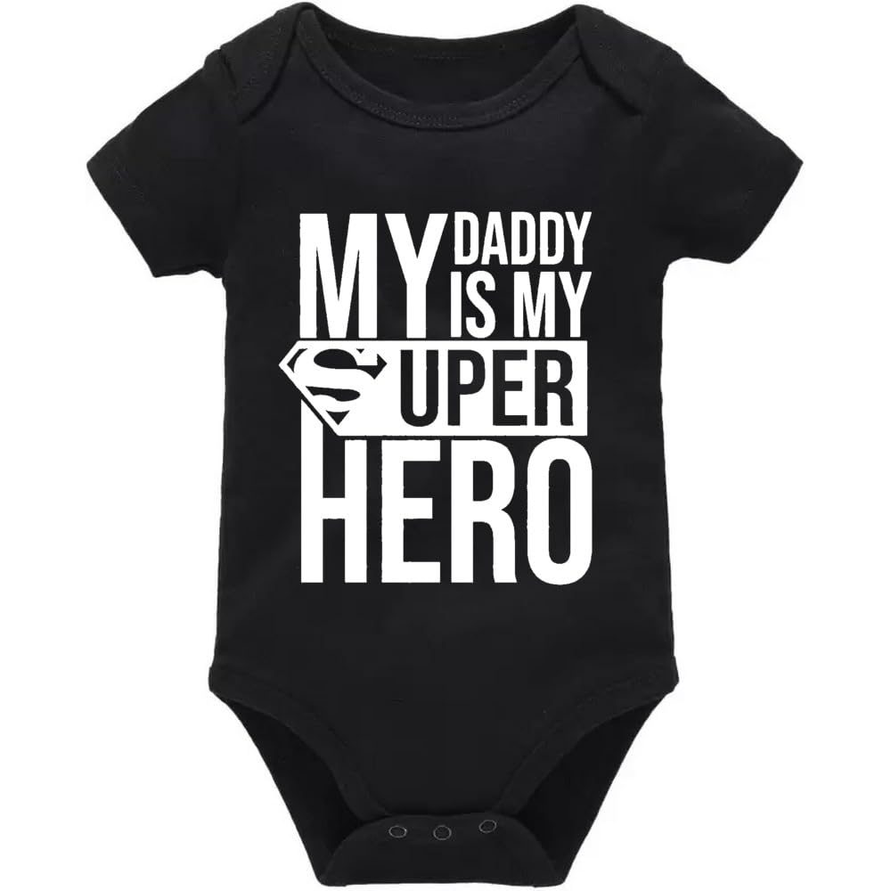 Printmate Cotton Daddy Is My Super Hero Half Sleeve Unisex Kids Romper For Baby Boys And Girls - C778