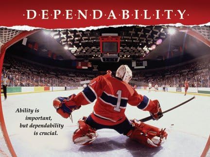 Dependability Motivational Poster EXTRA LARGE 4' x 3' Laminated. Winter Sports Ice Hockey Theme.