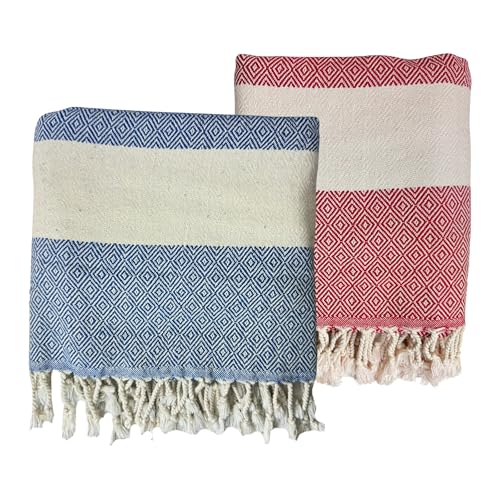 MEBY Uppsättning av 2 bastuhanddukar XXL 90 x 180 cm, 100 % bomull, strandhandduk, turkisk handduk, hamam-handduk, yogahandduk, picknickfilt,...