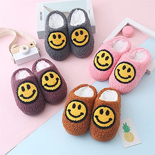 Dcltd Smile Face Slippers Warm Cozy Foam Slide Fuzzy Slides With Soft Memory Foam Comfort Cotton Slip On Warm Slipper Anti-Slip Soft Sole Slippers For Kids Women Slip-In Big Kid 3.5-4.5 #TOP5