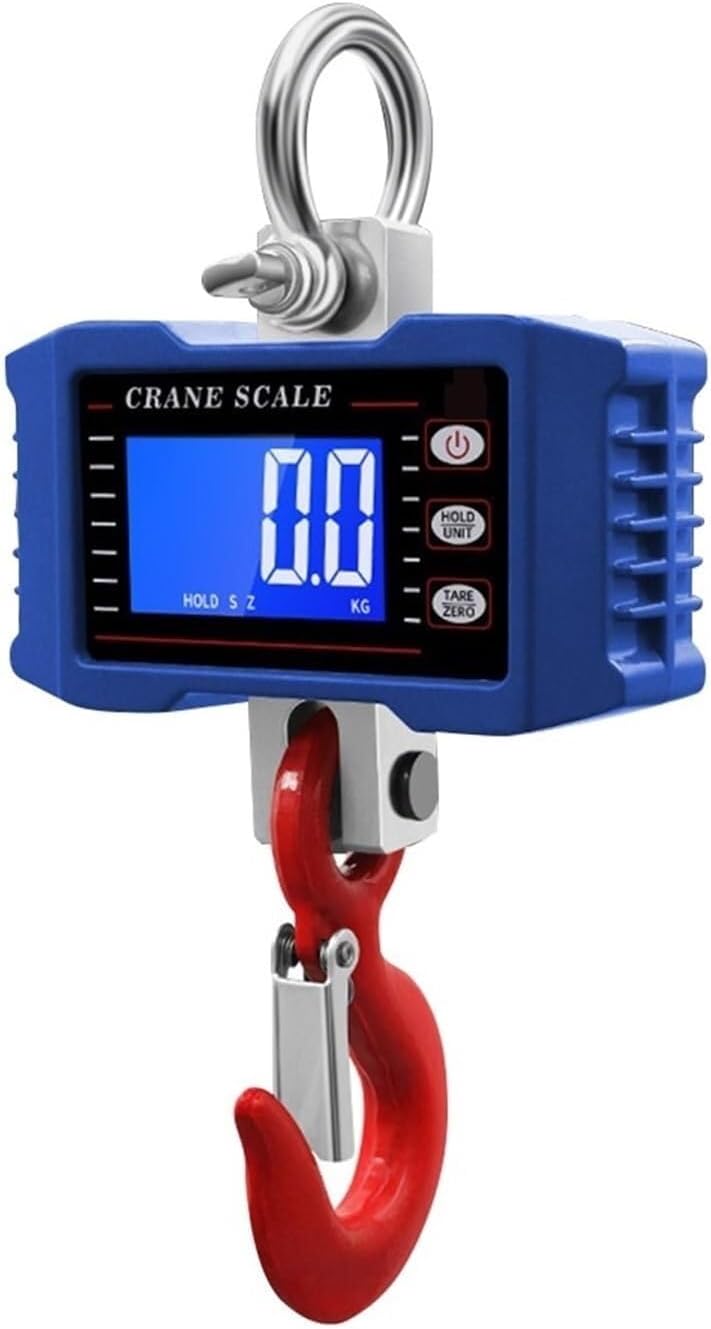 Portable Heavy Duty Industrial Hook Scale, Digital Crane Scale, Crane Scale, Digital Crane Scale 1000kg 2204lbs LCD, Rechargeable with Remote Control(Blue)