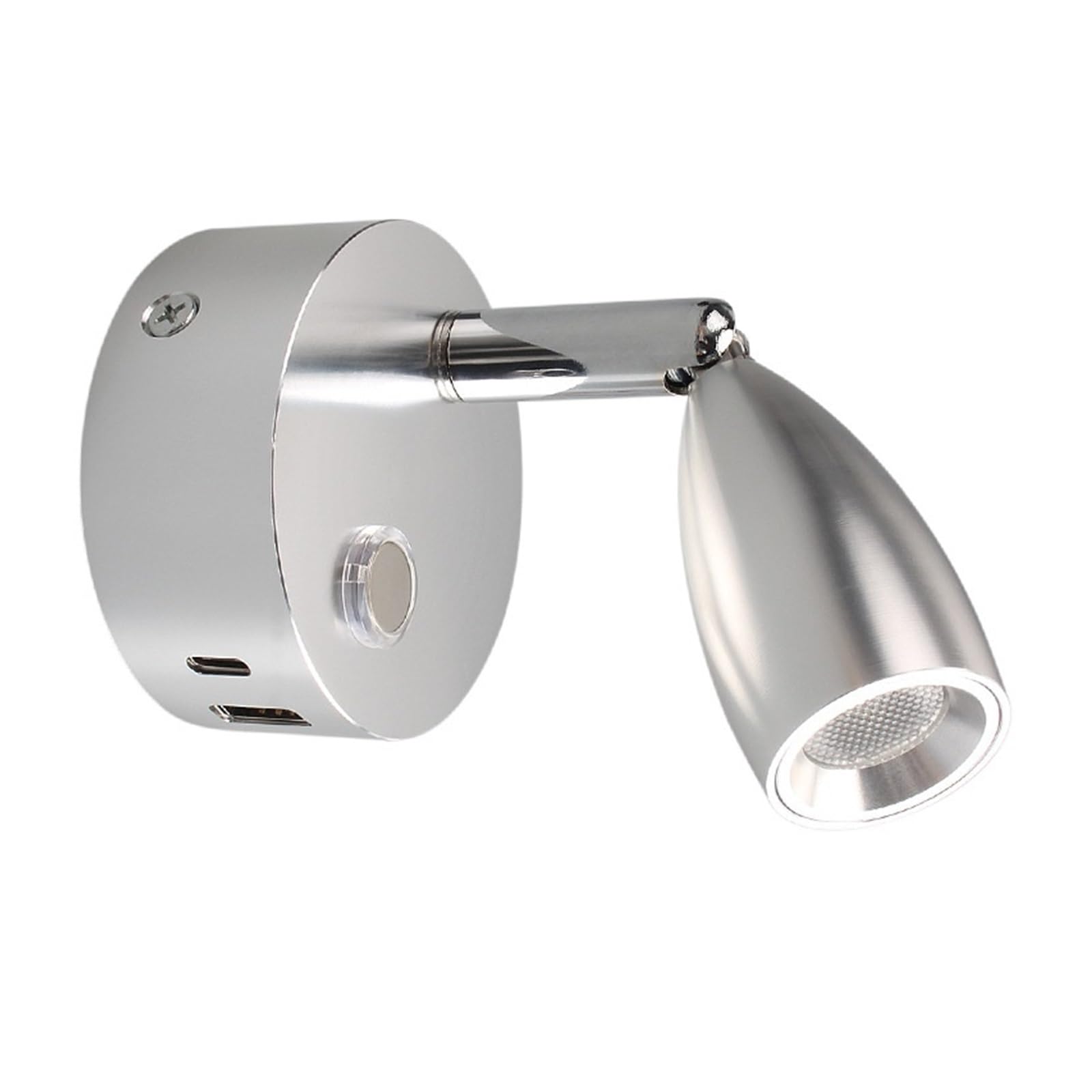 Lámpara De Lectura For Caravana 12 V, Luz Pared Táctil For, Barco, Interruptor Atenuación Con 2 Cargadores USB, Remolque RV Luces Brillantes(Cool White 6000K,Silvery)