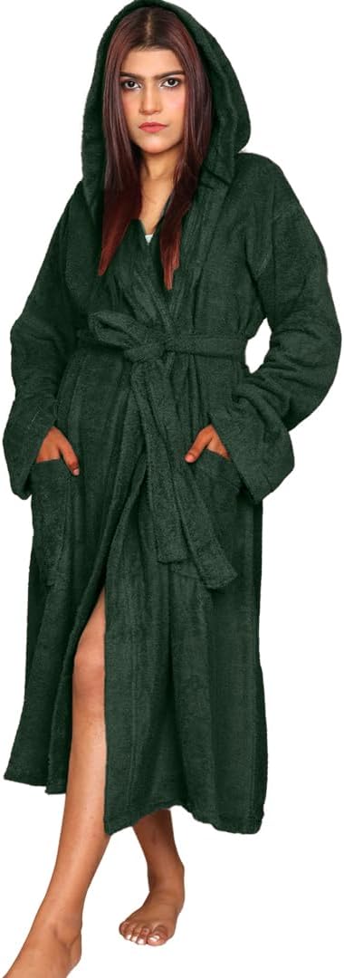 DV 100% Egyptian Cotton Bathrobe Extra Absorbent Terry Toweling Luxury Dressing Gown With Big Pockets And Belt Soft Bathrobe