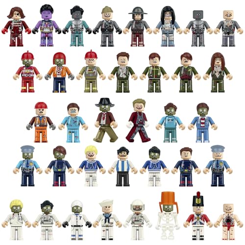 econoLED Minifigures, 36PCS Zombie Mini People Figurines, Horror Movable Building Bricks Minifigs, Easter Egg Stocking Stuffers Christmas Halloween...