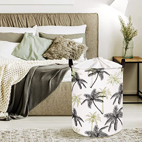 Clastyle 45L Coconut Tree Laundry Baskets With Handle Tropical Plants Laundry Hamper For Clothes Bedroom Collapsible Storage Basket With Drawstring, 14.2X17.7 In #TOP1