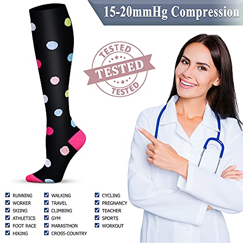 Image of QUXIANG Copper Compression Socks for Women & Men Circulation (8 Pairs) - Best for Running Athletic Cycling - 15-20 mmHg