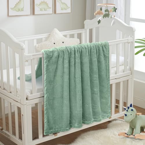Image of BORITAR Baby Blanket for Boys Girls, Ultra Soft Warm 3D Animal Print Blanket for Newborn Infant Toddler, Fleece Fluffy Blanket for Crib, Stroller (30x40 Inches, Sage Green)