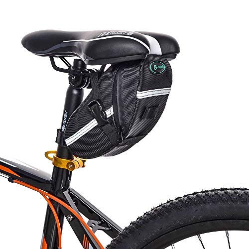 JASLITE Bicycle Saddle Bag, Bike Bag Under Seat Pouch Wedge Packs with Reflective Stripes,Bike Seat Pack Bag Cycling for Foldable Road Mountain Bike,Waterresistant