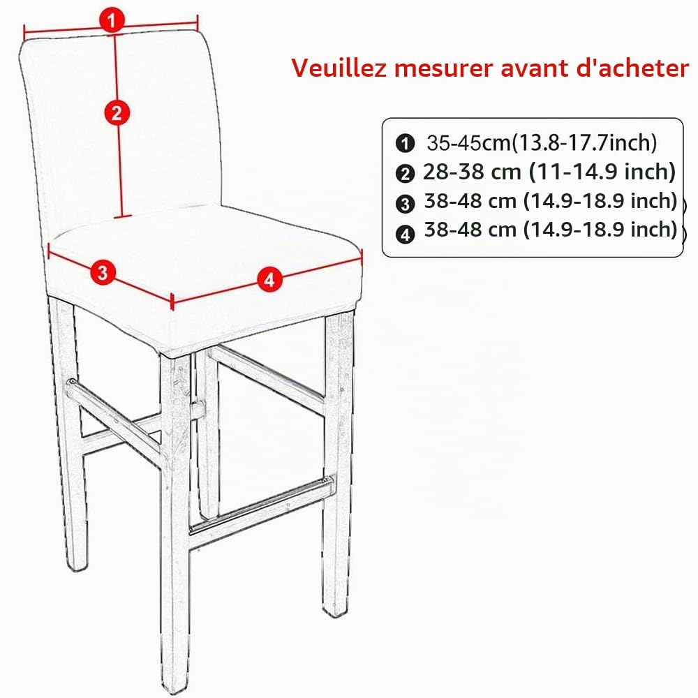 Housses de Chaise de Tabouret Couvre Chaise de Bar Extensibles Housses Chaise à Dossier Bas Lot de 4 Lac Bleu