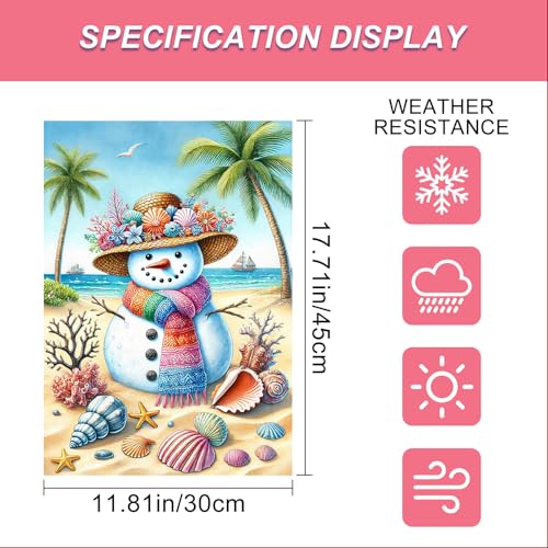Image of BlissYard Winter Garden Flag Beach Snowman Coastal Scene 12 x 18 Inch