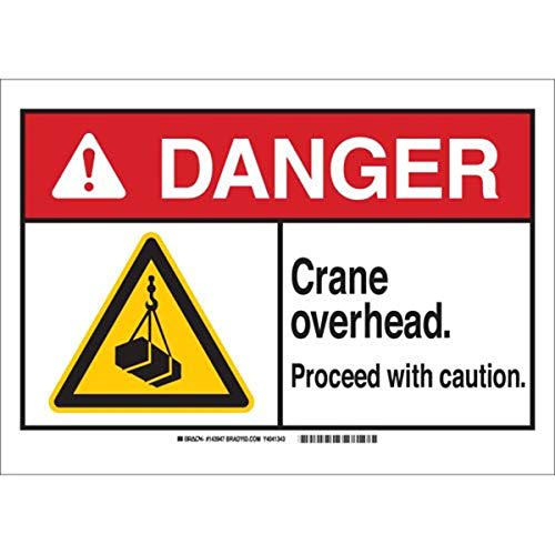 Panneau Danger Grane Overhead Brady 143944 signalisation plastique de sécurité chantier