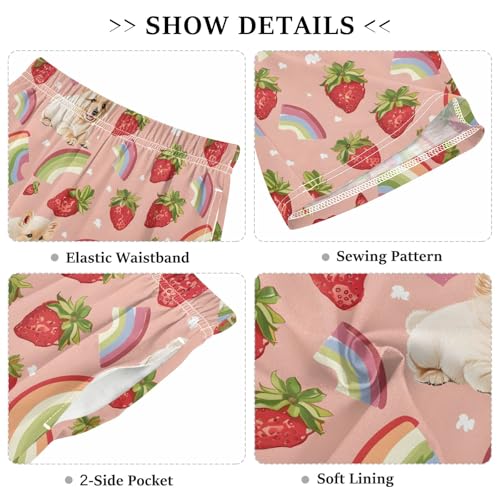 Strawberry Puppy Rainbow Short Pajama Pants Bottoms Soft Sleepwear with Pockets3