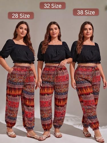 Image of GRECIILOOKS Trouser For Woman | Sharara For Women |Women's Boho Harem Pants | Printed Palazzo Pant For Womans Loose Fit Baggy Trousers with Elastic Waistband | Casual Yoga & Lounge Wear (Available in Plus Size)