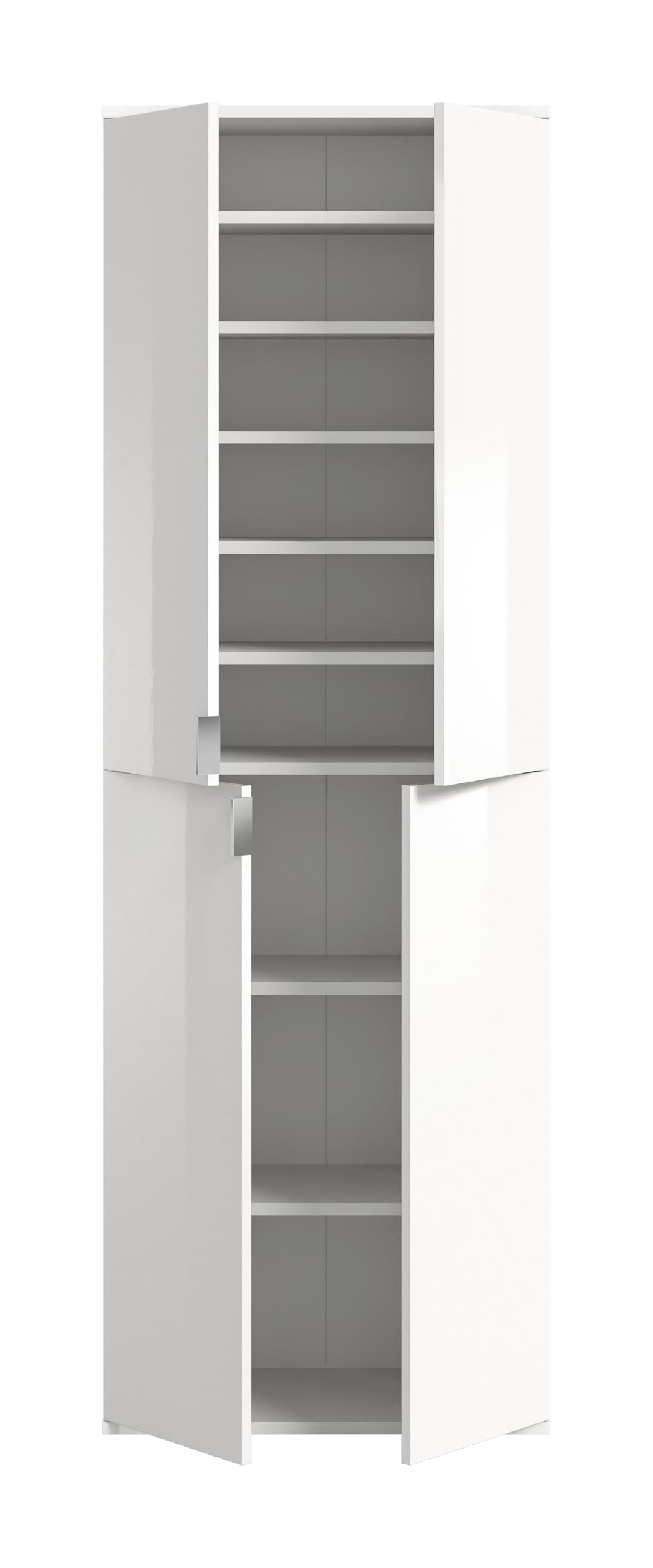 xonox.home - Hochschrank Projekt X 61x193x34 cm in weiß und weiß Hochglanz - Flurschrank Möbelstück Garderobenschrank - hochwertig verarbeitet nordisches Design stilvolles Ambiente – Bild 3