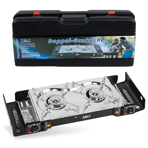 ZMC Camping Gaskocher 2-flammig inkl. Adapter für LPG Anschluss +...