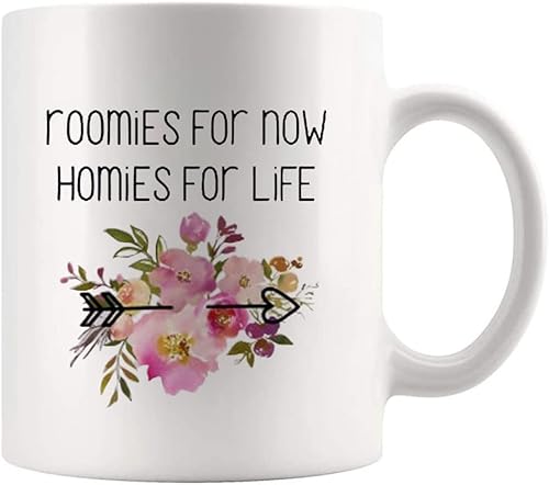 Miniatura 2 de Fonhark - Bonita taza de Roommate, Roomies for Now Homies for Life, taza de café novedosa de 11 onzas, color blanco