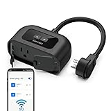 EIGHTREE 5GHz Outdoor Smart Plug Waterproof IP44, WiFi Smart Outlet Plug with 2 Independently Controlled Outlets, Compatible with Alexa & Google Assistant, Voice&Remote Control, Timer&Schedule, 1 Pack