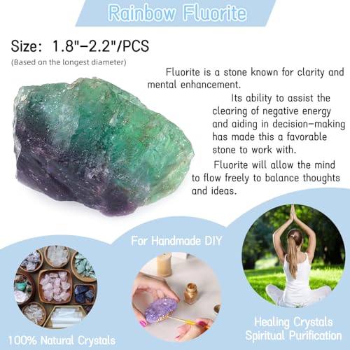 XIANNVXI Rainbow Fluorite Crystal,1.77-2.17" Raw Crystal Fluorite Stone,Natural Healing Crystal Rock Rough Gemstone for Crystal Lovers Beginners Collectors - Image 6