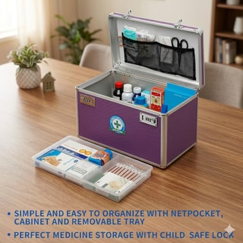 Boîte verrouillable pour médicaments coffret de sécurité objets précieux - 8