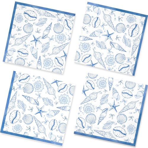 Nautical Seashell Napkins - 50Pcs 2Ply 6.5 x 6.5 Inches